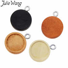 Julie Wang 8PCS Wood Cabochon Base Settings Charms Round Blank Tray Pendant Bracelet Jewelry Making Accessory Inner Size 12mm 2024 - buy cheap