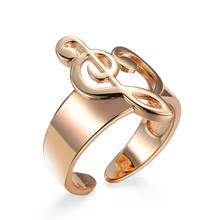 Simples feminino anel ajustável bonito pequeno prata cor anéis de casamento para mulheres nota musical amor anel de noivado jóias 2024 - compre barato
