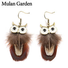 M&G Long Nature Feather Owl Earrings for Women Trendy Feather Jewelry Bohemian Statement Earrings Fashion Jewelry Wholesale 2019 2024 - buy cheap