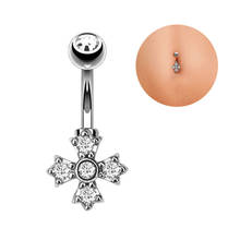 1pc Crystal Zircon Cross Belly Button Rings 14G Stainless Steel Belly Rings Piercing Ombligo for Women Star-shaped Navel Jewelry 2024 - buy cheap