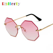 Ralferty-gafas de sol de lujo para mujer, lentes de sol sin montura de polígono rosa, de marca de lujo de gran tamaño, Zonnebril Dames J3372 2024 - compra barato