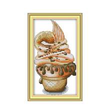 Fruit ice cream  cross stitch kit aida 14ct 11ct count printed canvas stitches embroidery DIY handmade needlework 2024 - buy cheap