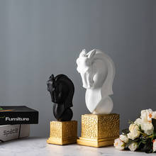 Nordic ins horse head animal sculpture living room wine cabinet study decoration creative office desktop crafts figurines 2024 - buy cheap