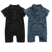 Модный джинсовый комбинезон для малышей от 0 до 24 месяцев, цельный комбинезон, Одежда для новорожденных детей, комбинезон для мальчиков и девочек, спортивный костюм 2024 - купить недорого