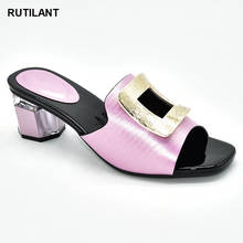 Zapatos de PU cómodos de último diseño con diamante brillante, zapatillas de fiesta para mujer, zapatos italianos de tacón alto, pantuflas de otoño para boda 2024 - compra barato