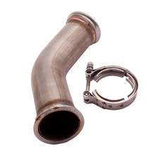 45 ° v-band tubo de tubo de escape turbo downpipe com 2.5 "v-band flanges braçadeira 2024 - compre barato