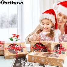 OurWarm-Cajas de Regalo de galletas de 4/6 piezas, bolsas de regalo Kraft de Navidad, decoración para el hogar, bolsas de papel de caramelo, suministros de Año Nuevo 2024 - compra barato