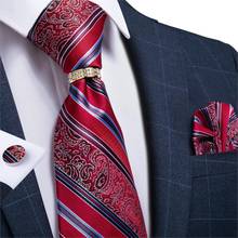 Мужской Шелковый галстук DiBanGu, дизайнерский Свадебный галстук в красную полоску, вечерние деловые кольца 2024 - купить недорого