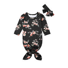 Ночные рубашки для новорожденных девочек и мальчиков, одежда для сна, детский спальный мешок + повязка на голову 2024 - купить недорого