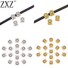 ZXZ-Cuentas espaciadoras cuadradas de plata tibetana/oro, accesorios para fabricación de joyas, agujero de 5mm, 4 caras, 20 Uds. 2024 - compra barato