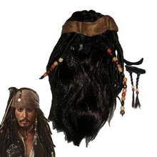 Wig Pirates Caribbean Jack Sparrow Captain Costume Accessories Wigs Beards Sets For Party Cosplay Costume Halloween 2024 - buy cheap