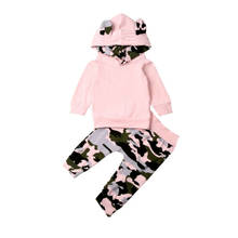 Active Newborn Baby Girl Tracksuits Fall Clothes Hooded Sweatshirts+Camo Pants Outfits 2Pcs Baby Girl Cotton Sport Wear 0-24M 2024 - buy cheap