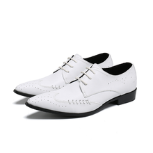 Leisure Skull Punk Western Mens Oxfords Fashion Designer Genuine Leather dress Wedding Formal Shoes White Pointed Toe male Shoes 2024 - buy cheap