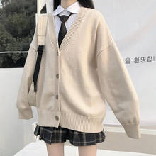 Japanese fashion College jk Loose V-neck Cardigan 2020 New Sweater Female Outer Wear JK Sweater Coat japanese school uniform 2024 - buy cheap