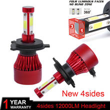 Bombilla LED COB para faro delantero de coche, luz negra y roja de 4 lados, 72W, 12000lm, H4, H7, H11, H13, HB3, 9005, HB4, 9006, 9004, 9007, 12v 2024 - compra barato