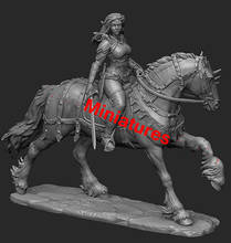 New Unassembled  1/32 54mm ancient warrior with horse with base 54mm Resin Figure Unpainted Model Kit 2024 - buy cheap