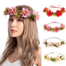 Boho Artificial Flower Garland Crown Wedding Bride Headband Wreath Beach Halo 2024 - buy cheap