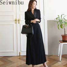 Double-breasted Long Blazer Trench Women 2019 Spring Autumn Slim Elegant overcoat Office ladies outwear coats Female Clothes 2024 - buy cheap