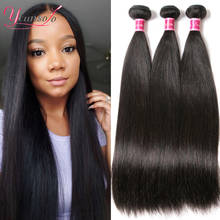 Younsolo перуанские пряди человеческих волос Remy, прямые пряди для наращивания волос, натуральный черный 1/3/4 шт. 30 дюймов для женщин, сделки 2024 - купить недорого
