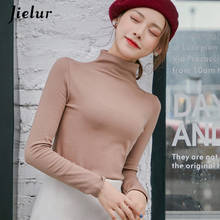 Jielur-Camiseta Vintage coreana para mujer, Tops ajustados en 5 colores, camiseta informal de manga larga, camisetas sencillas Harajuku 2024 - compra barato