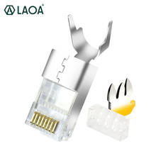 LAOA-conector de Cable de cristal CAT7 FTP RJ45, carcasa de cobre, cabezal de Cable de red blindado chapado en oro 2024 - compra barato