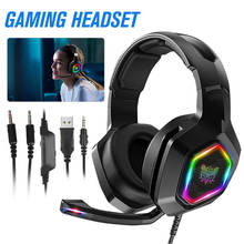 Led gaming headset para pc ps4 ps5 fones de ouvido com microfone graves profundos estéreo com fio gamer fone de ouvido com cancelamento ruído gaming capacete 2024 - compre barato