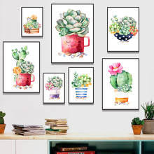 Pintura en lienzo de Cactus y suculentas, póster nórdico, impresiones artísticas de pared, pintura en Color, pintura decorativa para sala de estar, sin marco 2024 - compra barato