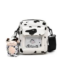 Harajuku Cow Pattern Canvas Bag Women Handbag Women's Messenger Bag Transprant Ita Crossbody Bags 2020 New 2024 - buy cheap