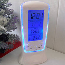 LED Blue Luminous Digital Mini Desk Clock With Electronic Calendar Thermometer Led Table Clock 7 Sounds Alarm Clock 13*6*5.5cm 2024 - buy cheap