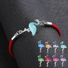New bohemian style animal flamingo charm braided bracelet for women and children crystal beads adjustable rope chain anklet jewe 2024 - buy cheap
