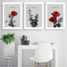 Rose Painting Flower Wall Art Canvas Nordic Plant Grey Poster Canvas Print Modern Home Decoration Kitchen Bedroom Bathroom Decor 2024 - buy cheap