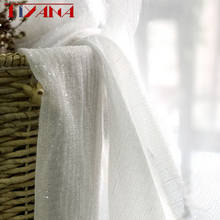 Cortinas de tul blancas a rayas de alambre plateado brillante para sala de estar, cocina, tratamientos de ventana modernos, cortina transparente de gasa wp396 #4 2024 - compra barato