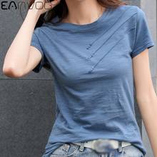 Women T-Shirt Ladies Summer Round Neck Solid Loose Cotton T-Shirt Casual Tops Pullover Short Sleeve T Shirt for Women 2024 - buy cheap