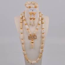 Fashion White Coral Beads Jewelry Set Nigerian Wedding Set Costume Necklace African Coral Set 11-B05 2024 - buy cheap