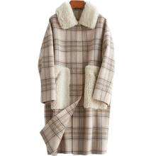 Spring Autumn Wool Coat Women Korean Fashion Plaid Woolen Overcoat Women Clothes 2020 Lamb Fur Collar Casaco Y19Y01595 YY1897 2024 - buy cheap