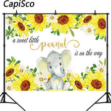 Capisco Elephant Baby Shower Backdrop Sunflower Photography Background Newborn Baby Birthday Party Photo Booth Studio Decor 2024 - buy cheap