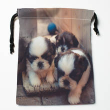 Custom Shih Tzu Dog Drawstring Bags Wedding Party Christmas Gift Pouches Packing 18x22cm Satin Fabric Storage Bag 12.2 2024 - buy cheap