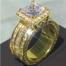 Anillo de boda de circón para mujer, joyería de compromiso, regalo de aniversario, Gema de cristal, Color dorado, blanco y azul 2024 - compra barato