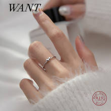 WANTME-Anillo de plata esterlina 925 auténtica para mujer, accesorio minimalista con apertura de corazón de amor, ajustable, regalo de cumpleaños, joyería elegante 2024 - compra barato