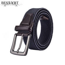 Best YBT Unisex Canvas Belt Alloy Pin Buckle Belt Retro Weaving Elasticity Cowboy Pants Casual Sport Men And Women Hot Belt 2024 - buy cheap