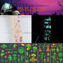 Rocooart Luminous Tattoo For Kid Glowing Fake Taty Death Day Tatuajes Temporal Body Art Waterproof Temporary Tattoo Stickers 2024 - buy cheap