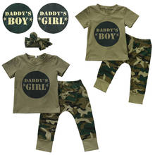 Casual Newborn Infant Baby Boy Girl Camo T-shirt Tops Pants Outfits Set Clothes 2024 - buy cheap