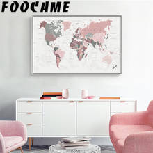 World Map Pink Wall Art Canvas Print Decorative Posters Home Picture Living Room Minimalism Modern Painting Bedroom Decoration 2024 - buy cheap