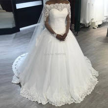 Vestido De novia De manga larga con hombros descubiertos, elegante, africano, talla grande, corsé De encaje, espalda 2024 - compra barato