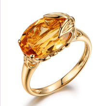 Inspiration Light Yellow Gold Color Leaf Oval Yellow Citrines Crystal Finger Ring for Elegant Women Jewelry 2024 - buy cheap