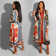 Модное винтажное длинное Африканское платье Дашики, однобортное базин с богатым принтом, повседневное свободное платье 2024 - купить недорого