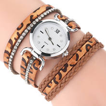 Leopard Print PU Braided Leather Bracelet Watch Luxury Ladies Analog Quartz Wrist Watches Women Clock Reloj Mujer 2024 - buy cheap