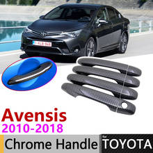 Capa de maçaneta de fibra de carbono para toyota avensis t270, acessórios de carro, conjunto de guarnição, 2010, 2018, 2011, cromado, preta 2024 - compre barato