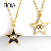 FLOLA Gold Evil Eye Pendant Necklaces For Women Crystal Enamel Star Necklaces Zircon Turkish Blue Eye Jewelry olho grego nkep64 2024 - buy cheap