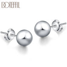 DOTEFFIL-pendientes de plata de ley 925 para mujer, aretes de cuentas circulares lisas de 8mm/10mm, joyería de plata sencilla 2024 - compra barato